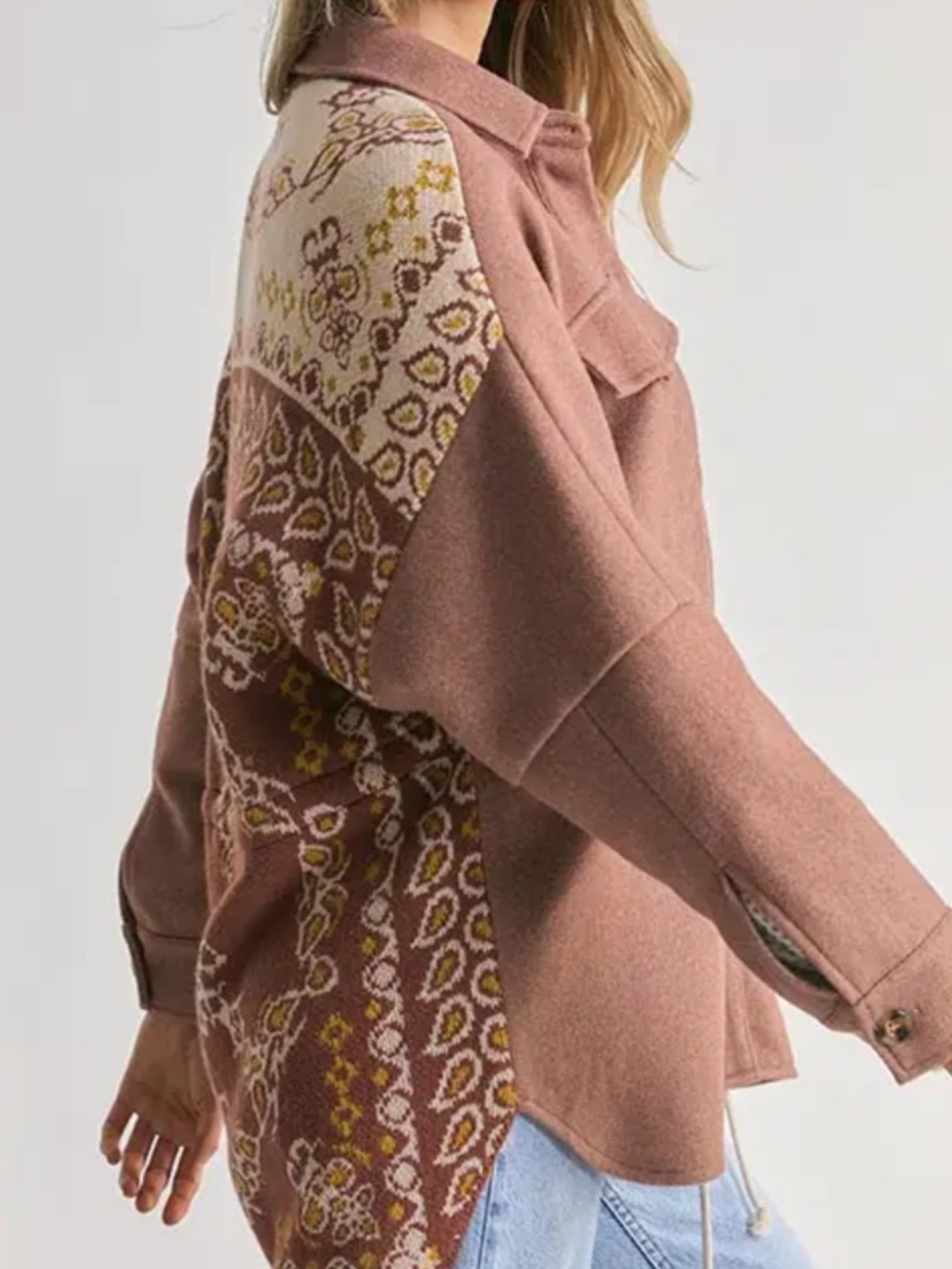 NEW Davi & Dani Jacket Button Front Drawstring Waist Front Chest Pockets Boho - Picture 6 of 16